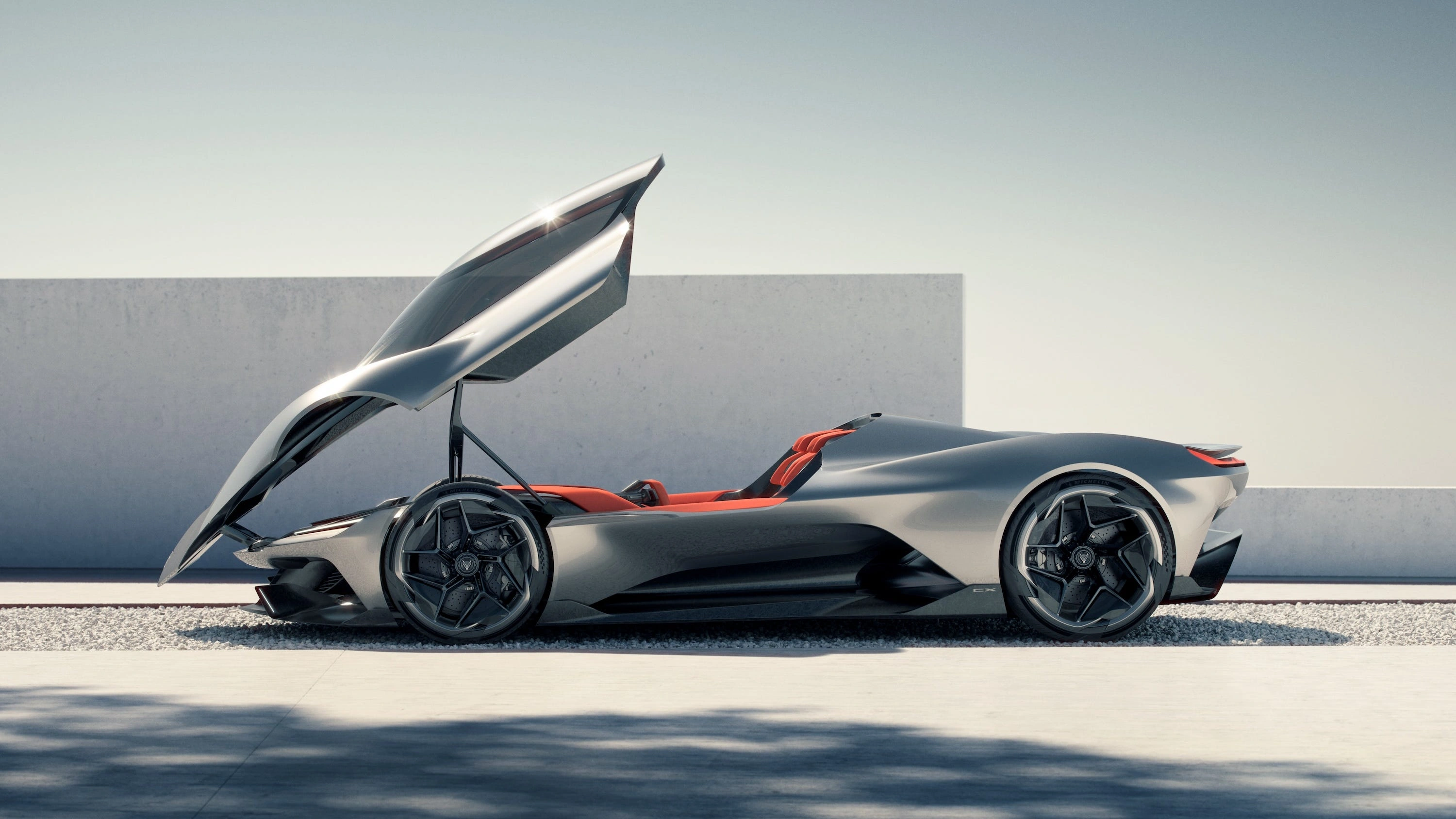 Corvette CX Concept side profile with canopy open
